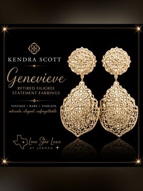 Kendra Scott Genevieve Gold Filigree Statement Earrings Retired Vintage HTF